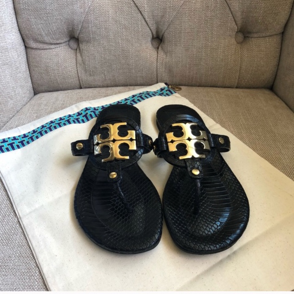 Authentic Tory Burch Miller Black Sandals 6 1/2 - Picture 3 of 7